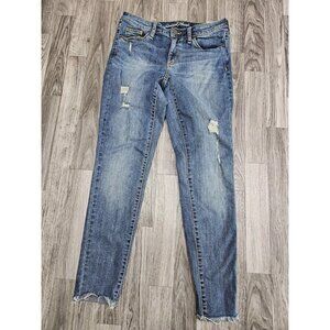 (3/$35) Universal Thread Jeans Womens 4/27R Blue Mid Rise Skinny Distressed